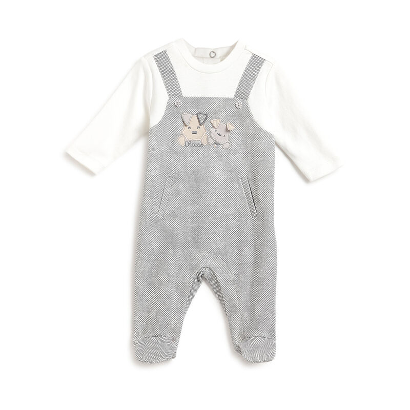 Boys Grey Embellished Leg Opening Babysuit image number 0